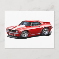 Coche Camaro SS rojo-blanco de 1969
