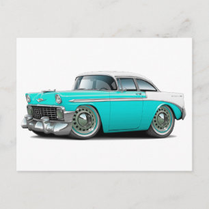 Postal Coche Chevy Belair Turquesa-Blanco De 1956