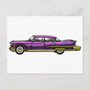 Postal Coche clásico con los Finns