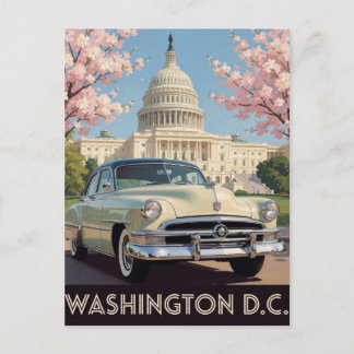 Postal 🏛️ Coche Clásico de Plata Capitolio Viaje Washing