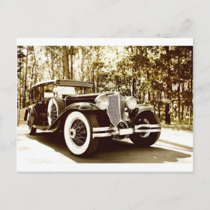 Postal Coche clásico de Sepia