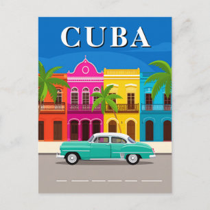 Postal Coche Clásico de Viaje Vintage Cuba