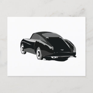 Postal Coche Clásico Gris Negro