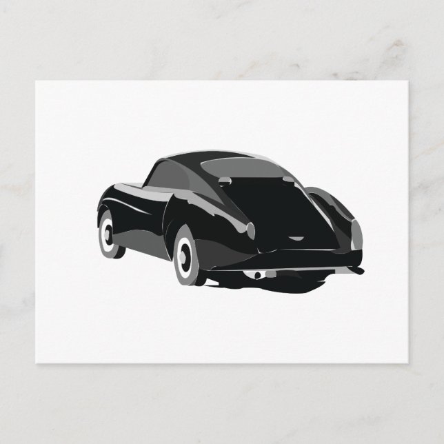 Postal Coche Clásico Gris Negro (Anverso)