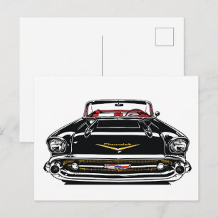 Postal Coche Clásico Retro Vintage Arte Pop Frente