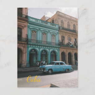 Postal Coche Clásico Turquesa Antiguo Habana Cuba Colonia