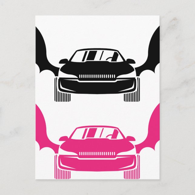 Postal Coche con alas (Anverso)