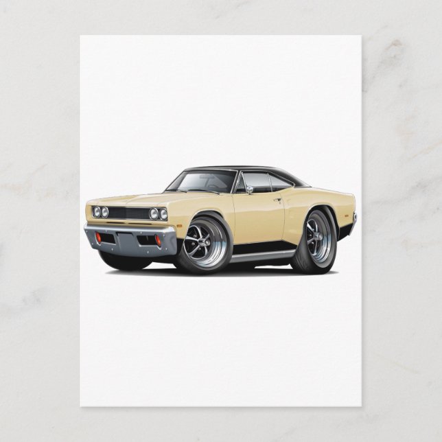 Postal Coche Coronet RT Tan-Black 1969 (Anverso)