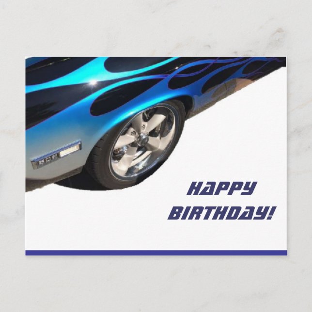Postal coche de carreras de cumpleaños (Anverso)