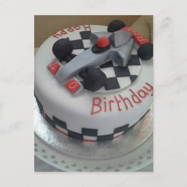 Postal coche de carreras de cumpleaños feliz (Anverso)