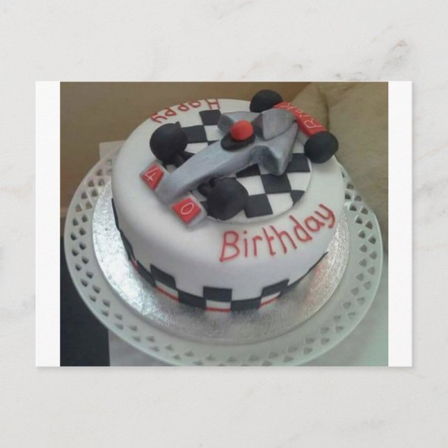 Postal coche de carreras de cumpleaños feliz (Anverso)