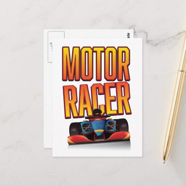 Postal Coche de carreras de motor (Anverso/Reverso In Situ)