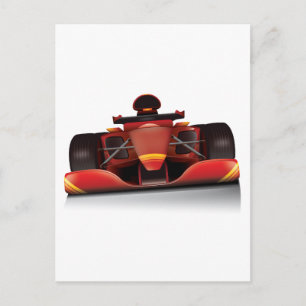 Postal Coche de Carreras roja