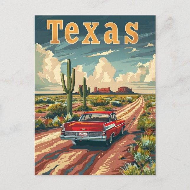 Postal Coche de época del desierto de Texas (Anverso)