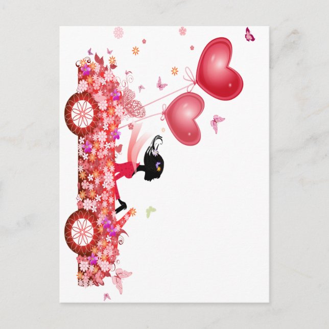 Postal Coche de flores (Anverso)