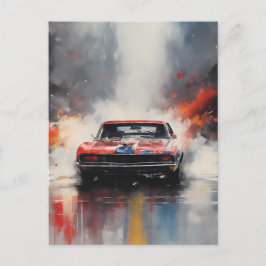Postal Coche de musculación roja en cabeza