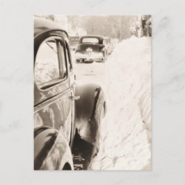 Postal Coche de nieve antigua