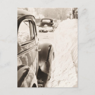 Postal Coche de nieve antigua
