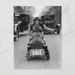 Postal Coche de pedal para conducir Flapper, 1924