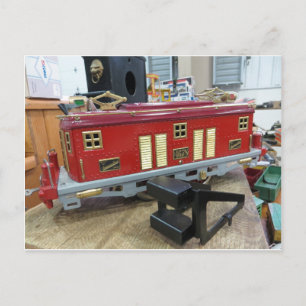 Postal Coche de tren modelo rojo