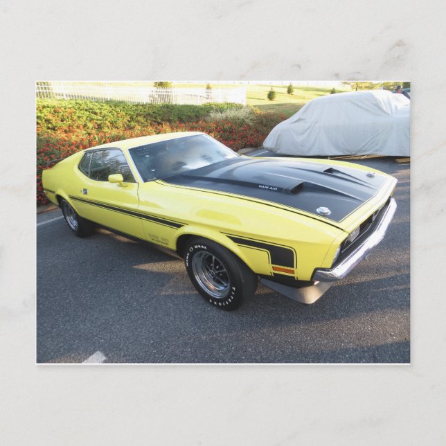 Postal Coche deportivo amarillo (Anverso)