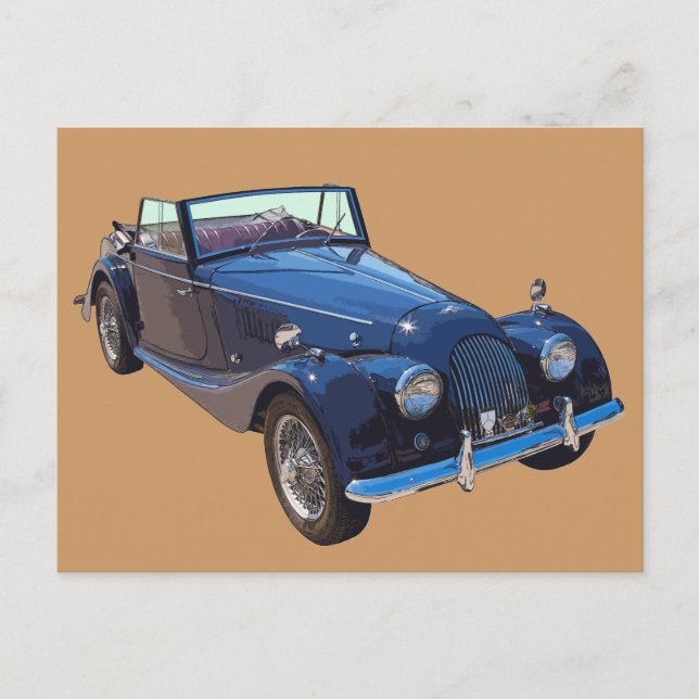 Postal Coche deportivo convertible Morgan Plus 4 de 1964 (Anverso)