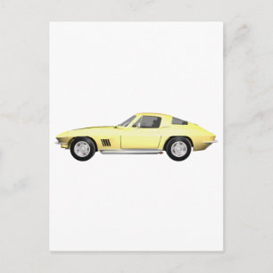 Postal Coche deportivo Corvette 1967: acabado amarillo