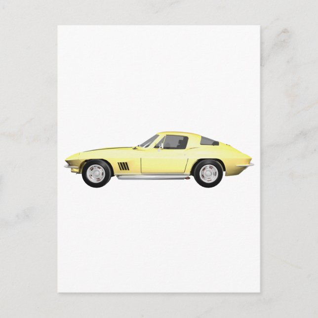 Postal Coche deportivo Corvette 1967: acabado amarillo (Anverso)