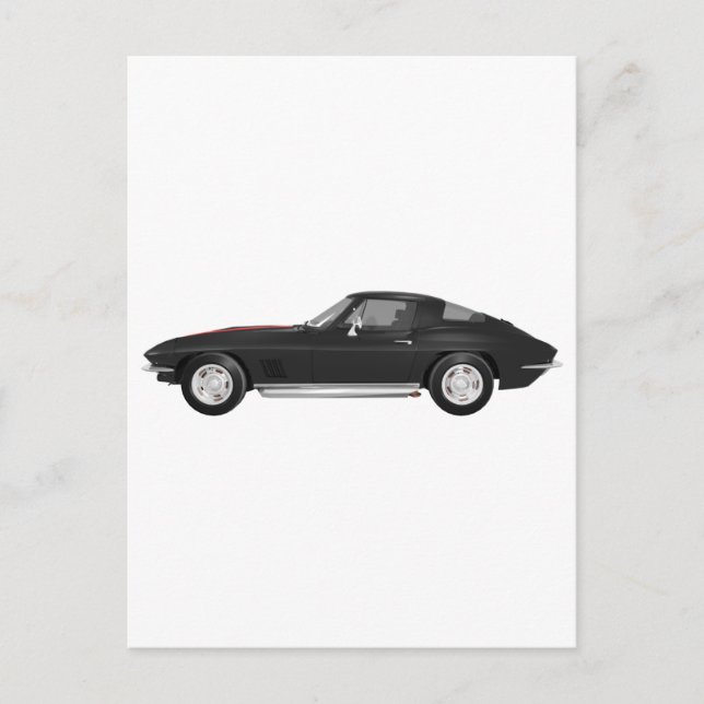 Postal Coche deportivo Corvette 1967: Acabado negro: (Anverso)