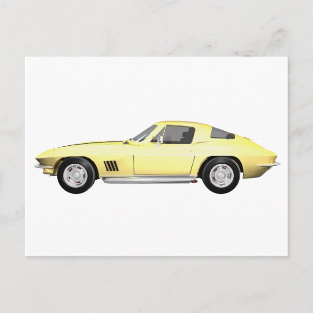 Postal Coche deportivo Corvette 1967: Fin amarillo (Anverso)