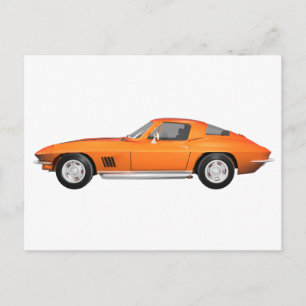 Postal Coche deportivo Corvette 1967: Fin de naranja