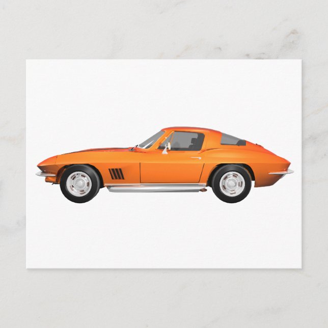 Postal Coche deportivo Corvette 1967: Fin de naranja (Anverso)