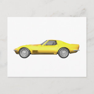 Postal Coche deportivo Corvette 1970: acabado amarillo