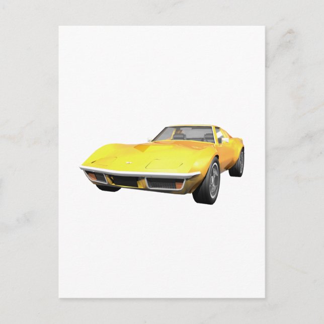 Postal Coche deportivo Corvette 1970: Fin amarillo (Anverso)