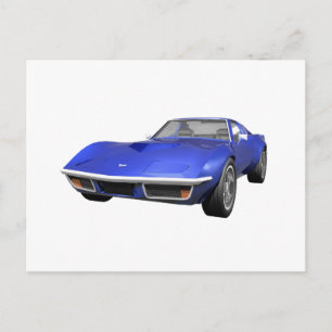 Postal Coche deportivo Corvette 1970: Fin azul