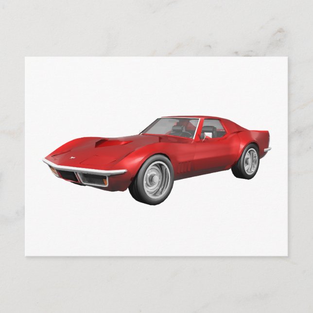 Postal Coche deportivo Corvette 1970: Fin rojo (Anverso)