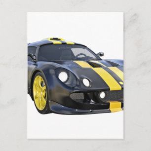 Postal Coche Elite de Carreras en negro y amarillo