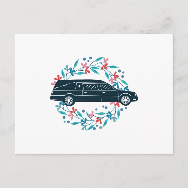 Postal Coche Floral Hearse (Anverso)