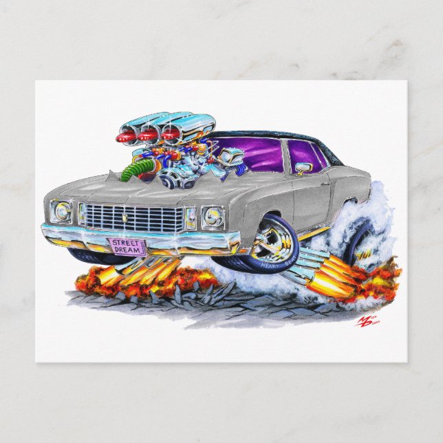 Postal Coche gris Monte Carlo de 1972 (Anverso)