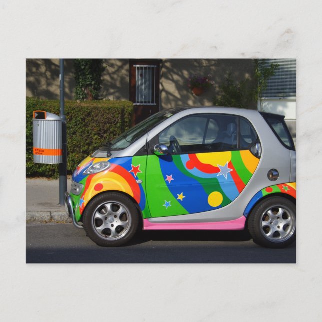 Postal Coche inteligente colorido (Anverso)