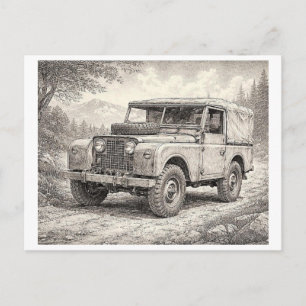 Postal Coche Land Rover clásico, coleccionable