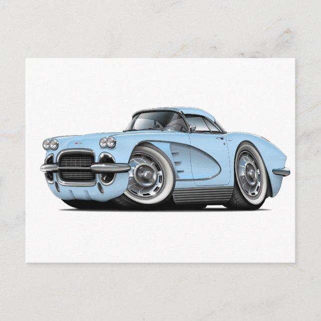 Postal Coche Lt Blue Corvette 1962 (Anverso)