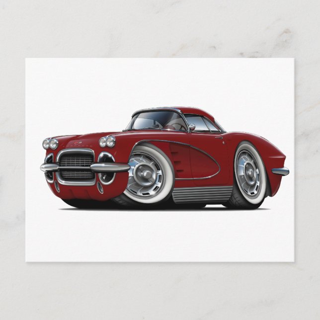 Postal Coche Maroon Corvette 1962 (Anverso)