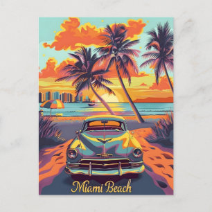 Postal Coche Miami Beach Vintage