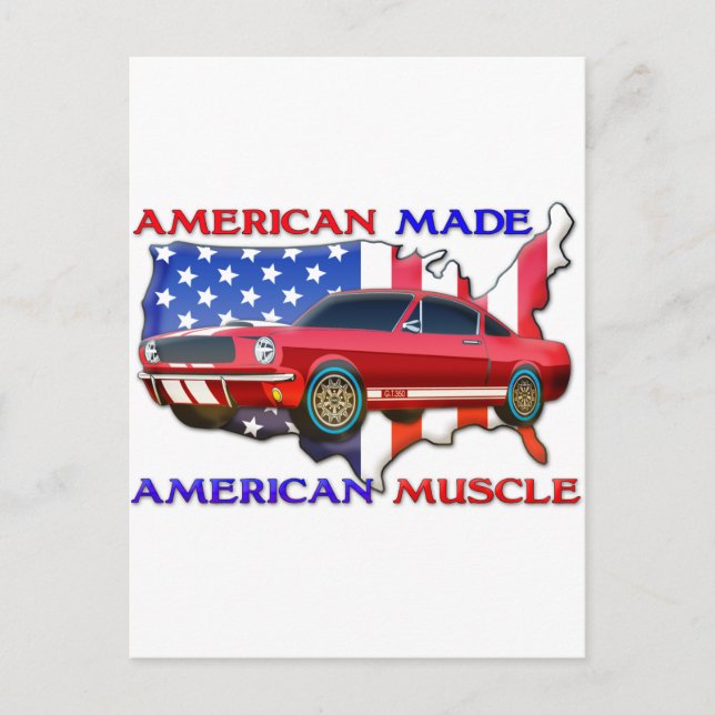 Postal Coche muscular americano (Anverso)