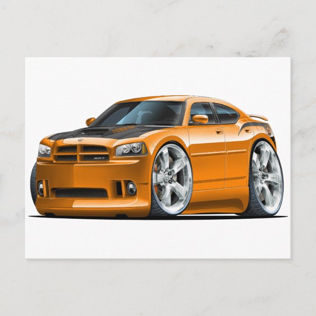 Postal Coche Naranja Dodge Charger Super Bee (Anverso)