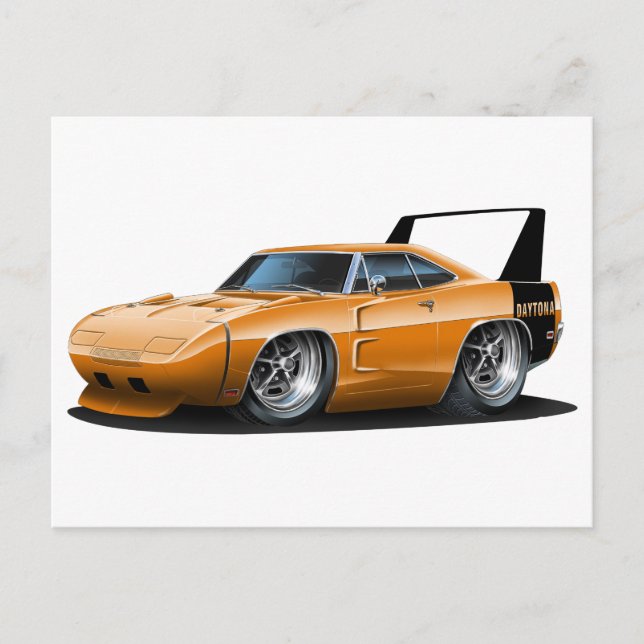Postal Coche Naranja Dodge Daytona (Anverso)