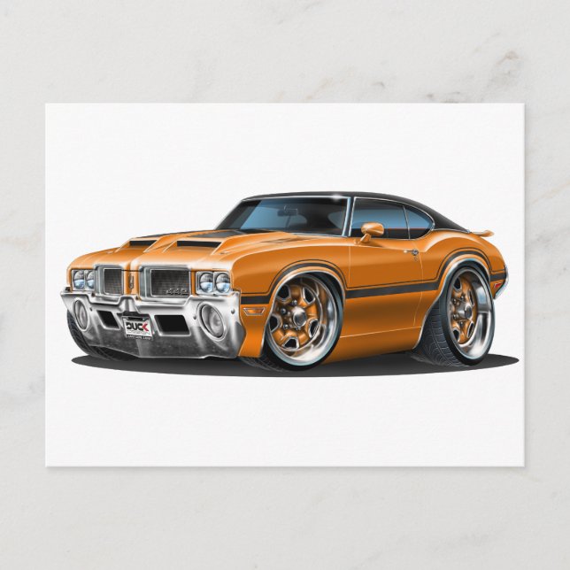 Postal Coche Naranja Olds Cutlass 442 (Anverso)