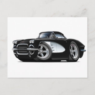Postal Coche negro Corvette de 1961