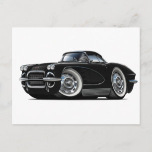 Postal Coche negro Corvette de 1962